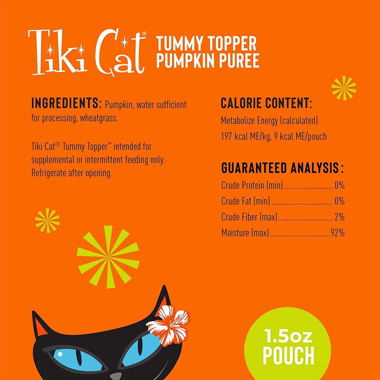 Tiki Cat Tummy Topper Pumpkin & Wheatgrass Cat Food Toppers - 1.5 Oz Pouch - Pack of 12  