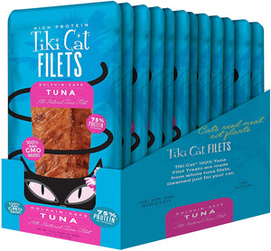 Tiki Cat Tuna Filet Cat Food Toppers and Crunchers - 1 oz Pouches - Case of 12