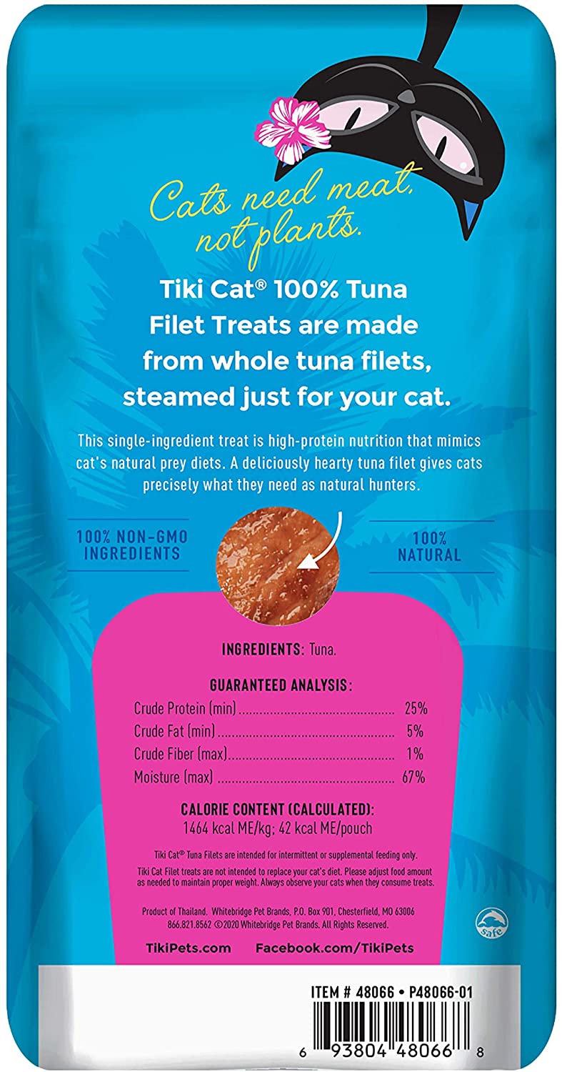 Tiki Cat Tuna Filet Cat Food Toppers and Crunchers - 1 oz Pouches - Case of 12  