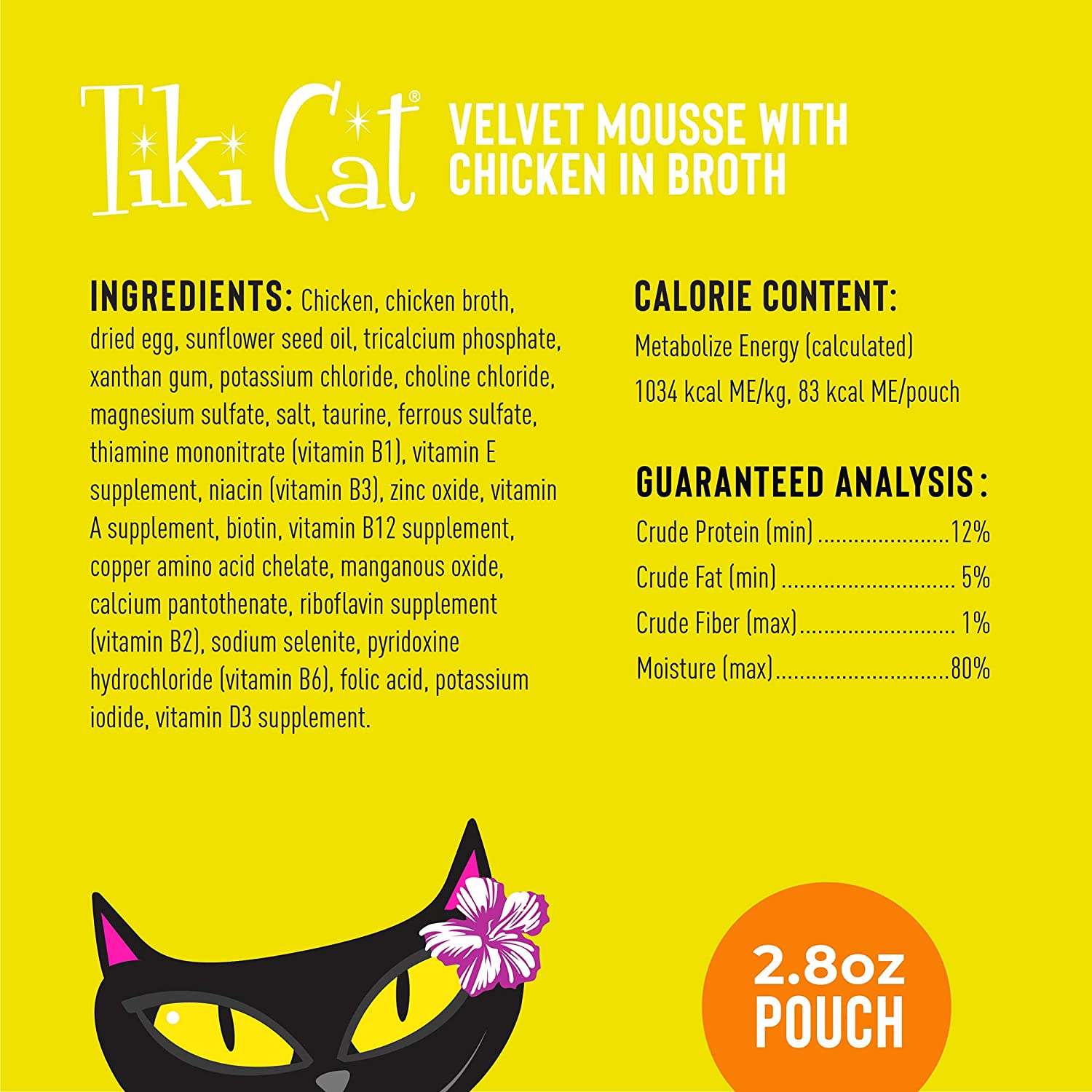 Tiki Cat Velvet Mousse Chicken Cat Food in Pouches - 2.8 oz Pouches - Case of 12  