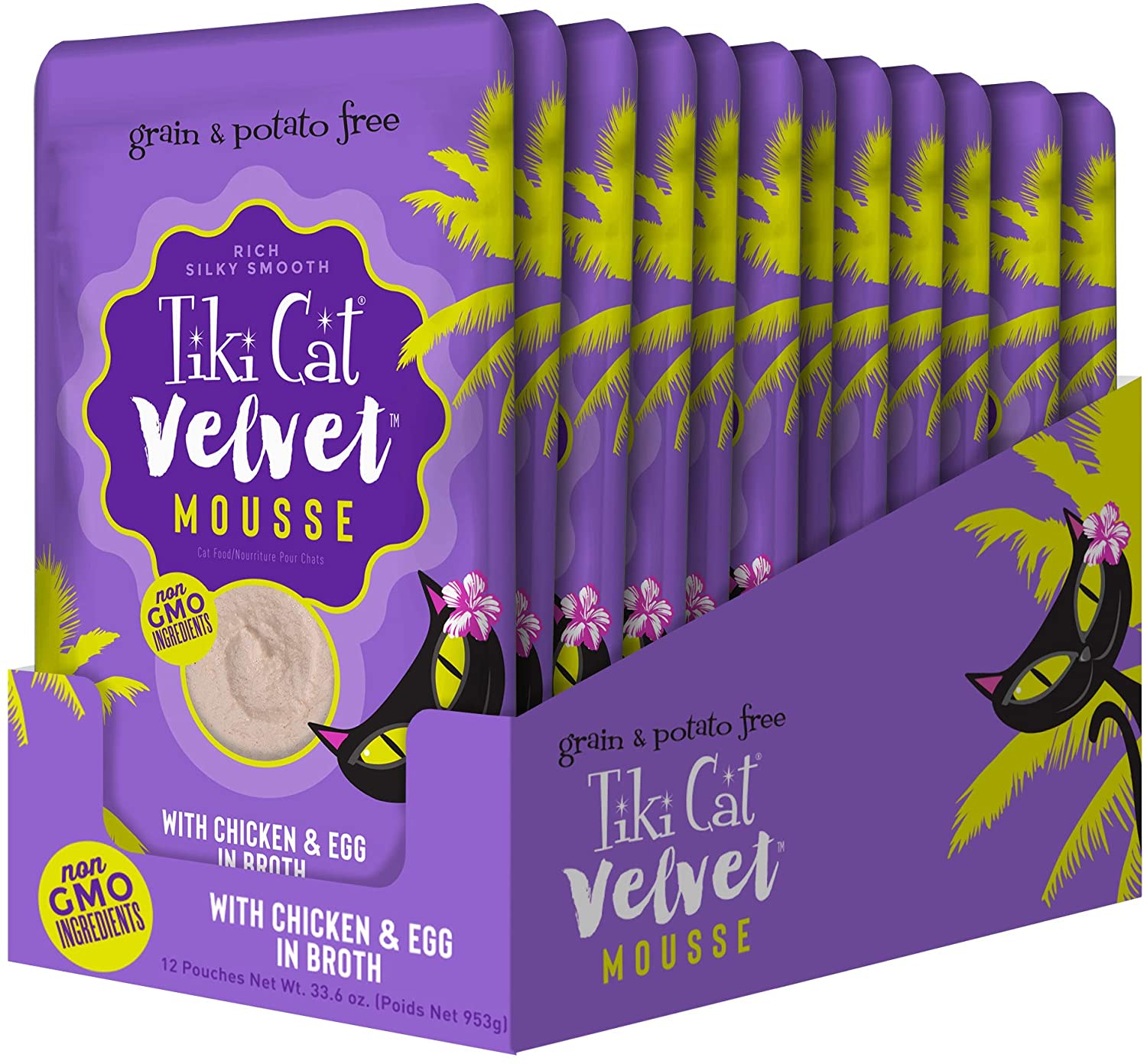 Tiki Cat Velvet Mousse Chicken & Egg Cat Food in Pouches - 2.8 oz Pouches - Case of 12  