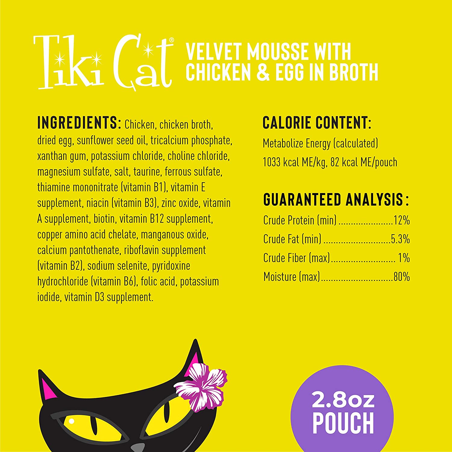 Tiki Cat Velvet Mousse Chicken & Egg Cat Food in Pouches - 2.8 oz Pouches - Case of 12  