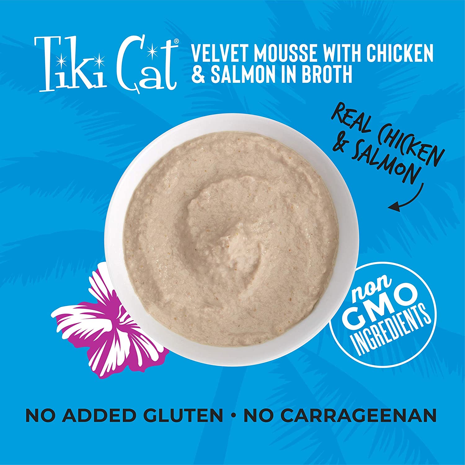 Tiki Cat Velvet Mousse Chicken & Salmon Cat Food in Pouches - 2.8 oz Pouches - Case of 12  