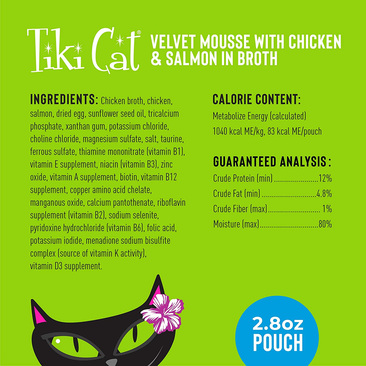 Tiki Cat Velvet Mousse Chicken & Salmon Cat Food in Pouches - 2.8 oz Pouches - Case of 12  