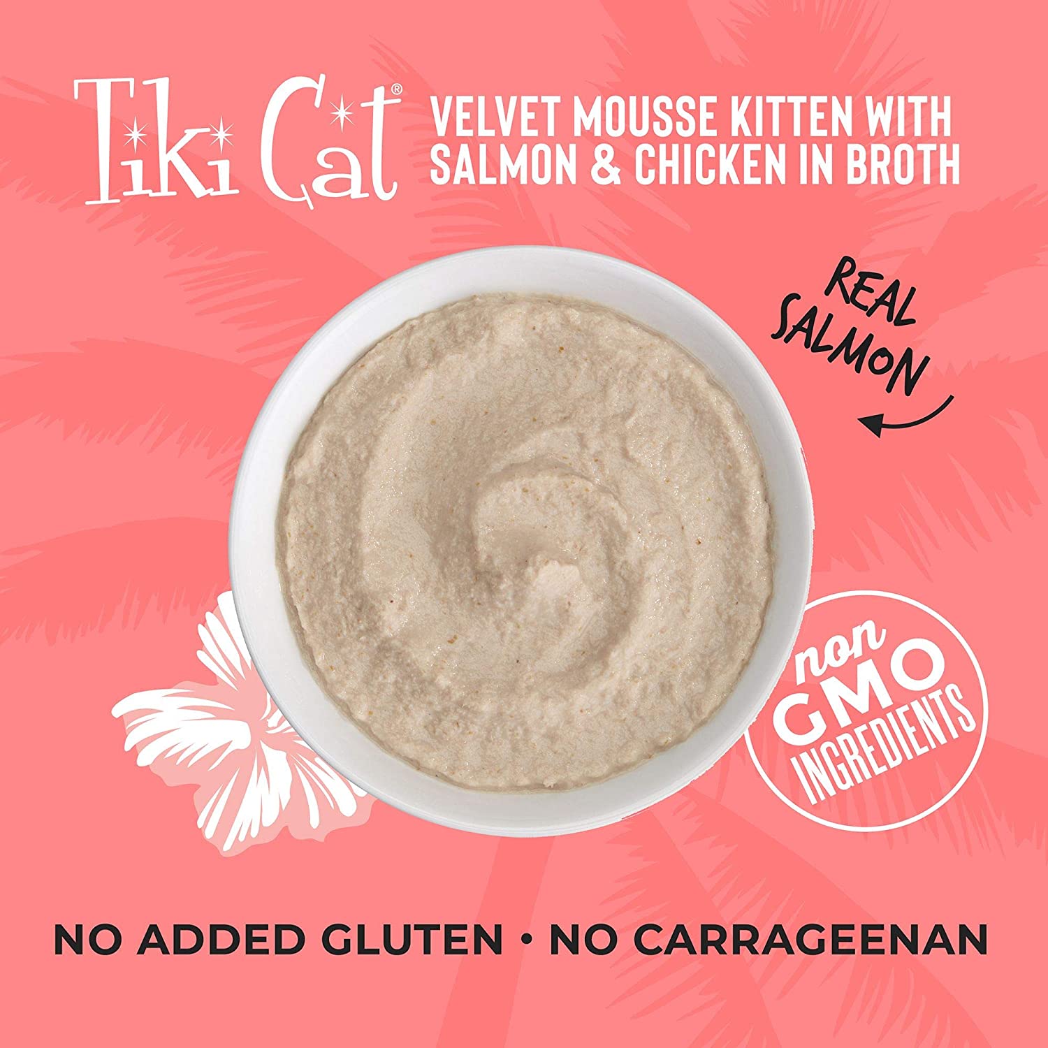 Tiki Cat Velvet Mousse Kitten Salmon Cat Food in Pouches - 2.4 oz Pouches - Case of 12  