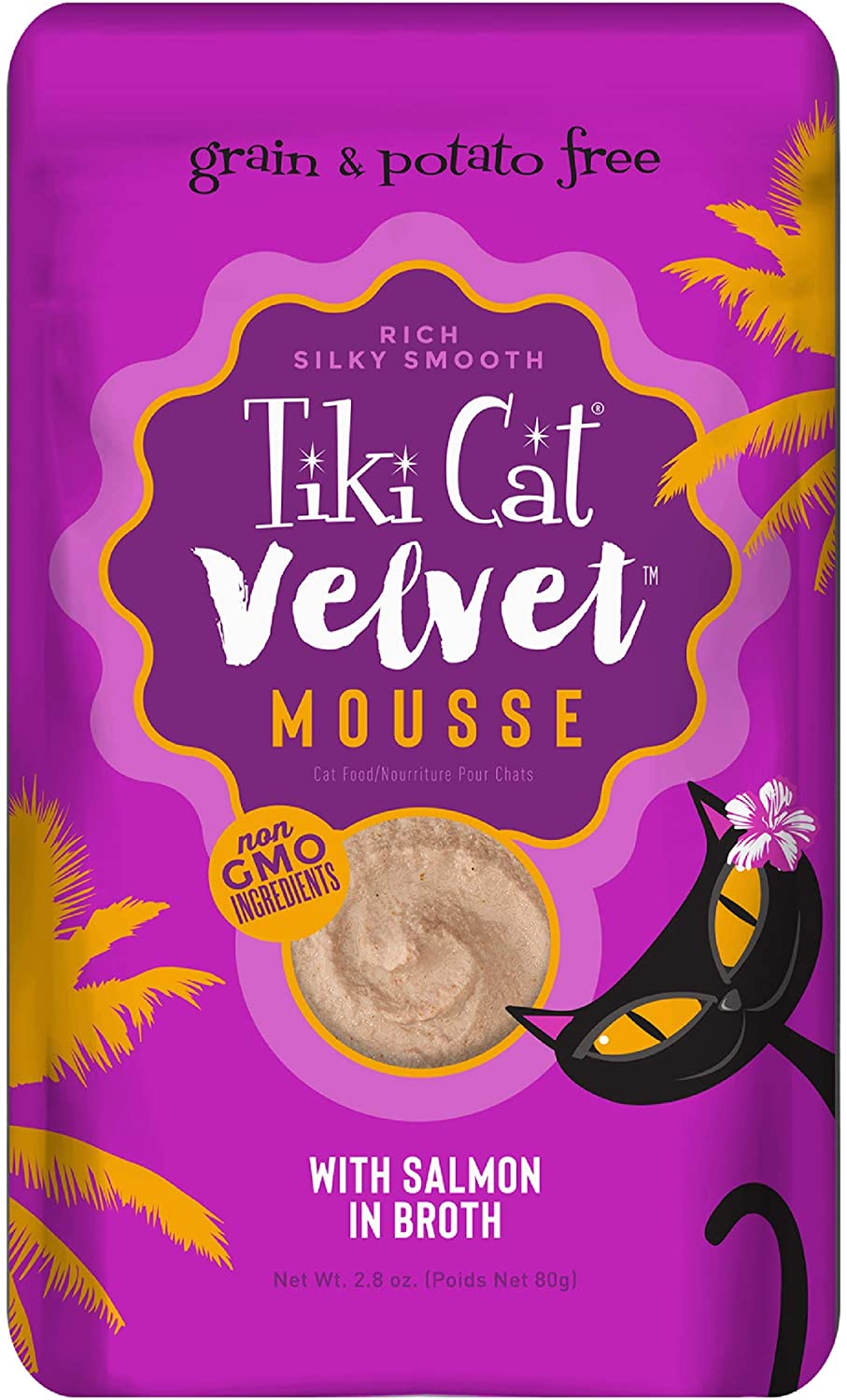 Tiki Cat Velvet Mousse Salmon Cat Food in Pouches - 2.8 oz Pouches - Case of 12  