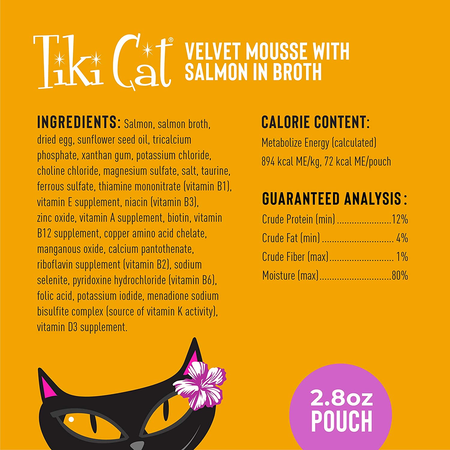 Tiki Cat Velvet Mousse Salmon Cat Food in Pouches - 2.8 oz Pouches - Case of 12  