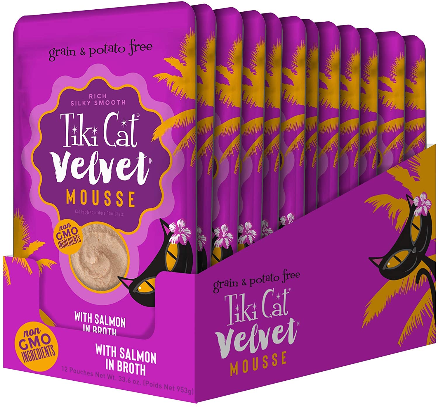 Tiki Cat Velvet Mousse Salmon Cat Food in Pouches - 2.8 oz Pouches - Case of 12  