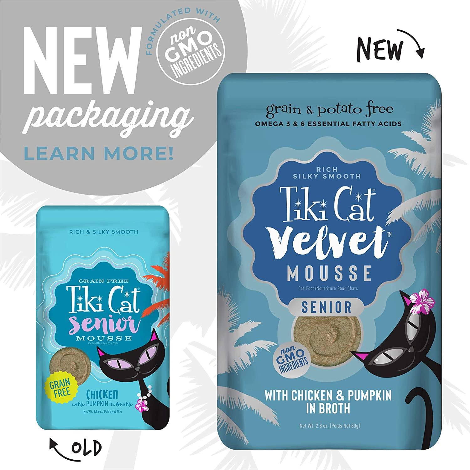 Tiki Cat Velvet Mousse Senior Cat Food in Pouches - 2.8 oz Pouches - Case of 12  