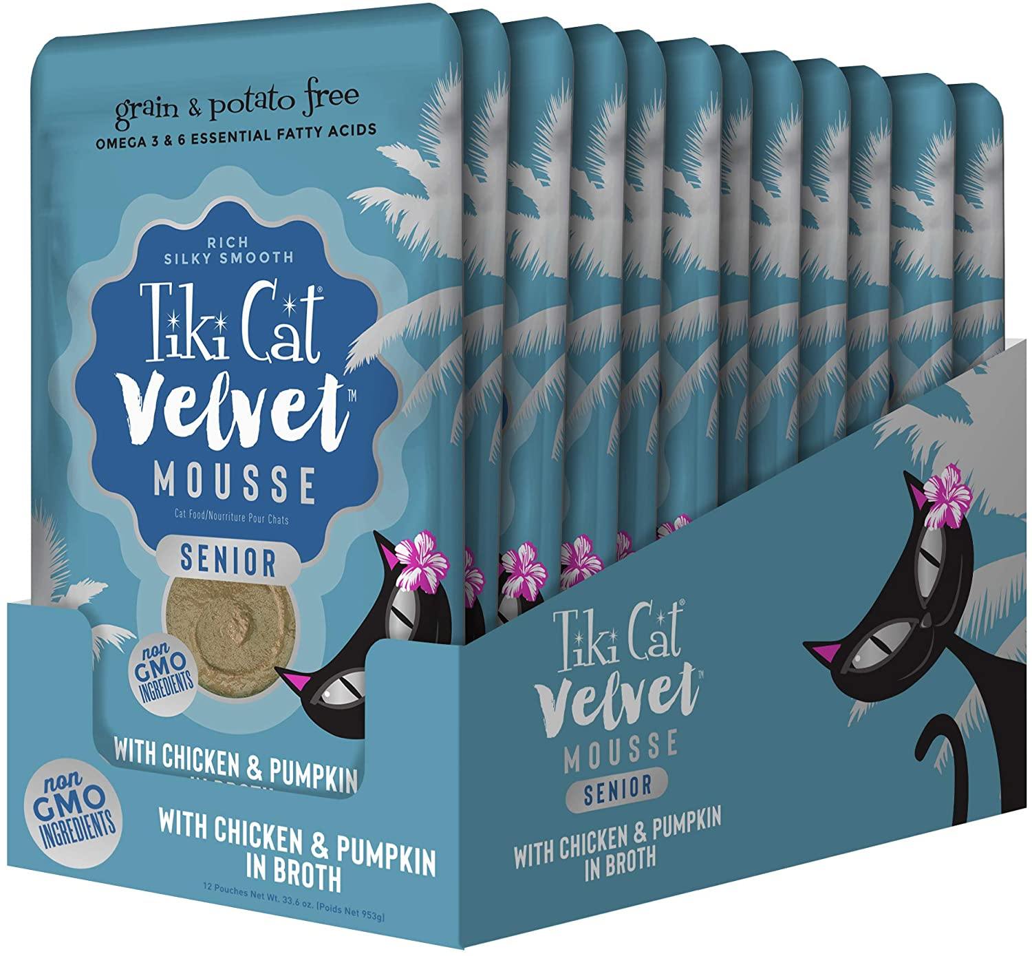 Tiki Cat Velvet Mousse Senior Cat Food in Pouches - 2.8 oz Pouches - Case of 12  