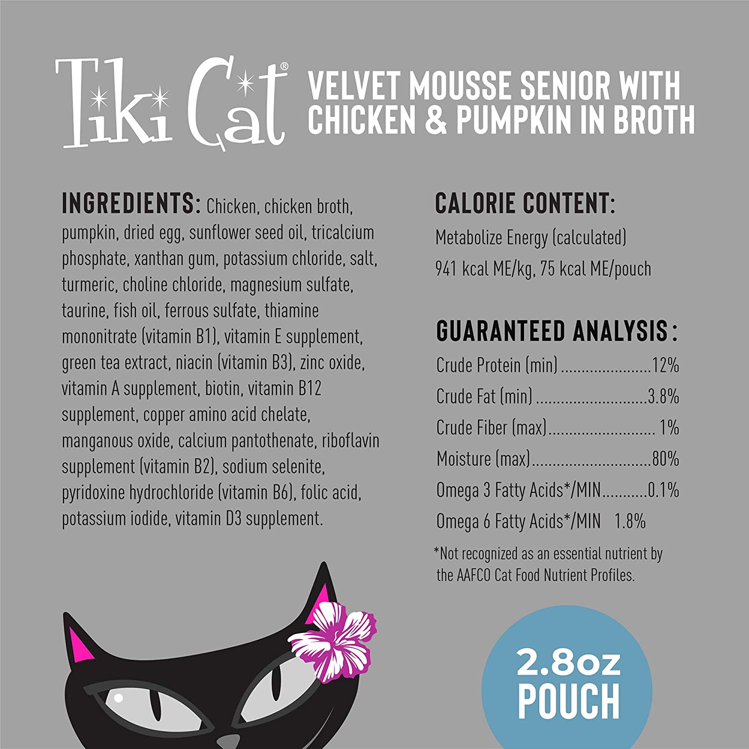 Tiki Cat Velvet Mousse Senior Cat Food in Pouches - 2.8 oz Pouches - Case of 12  