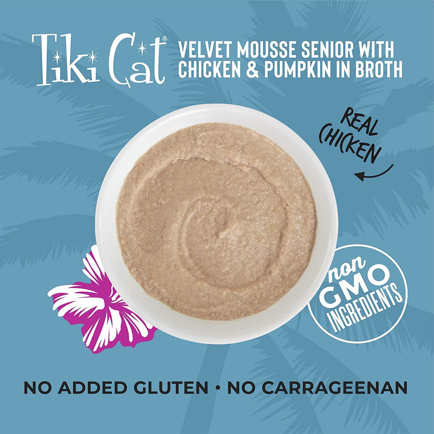 Tiki Cat Velvet Mousse Senior Cat Food in Pouches - 2.8 oz Pouches - Case of 12  