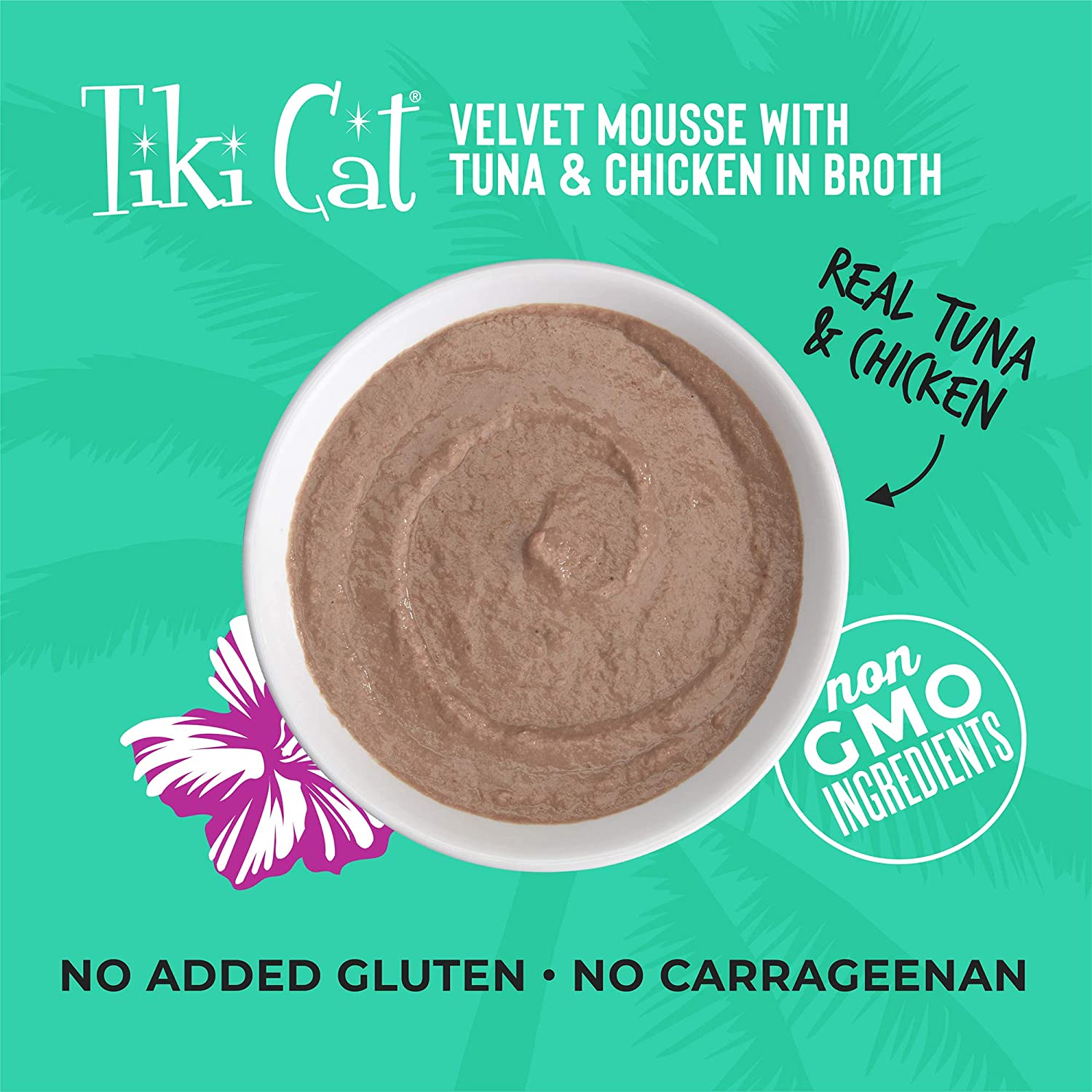 Tiki Cat Velvet Mousse Tuna & Chicken Cat Food in Pouches - 2.8 oz Pouches - Case of 12  