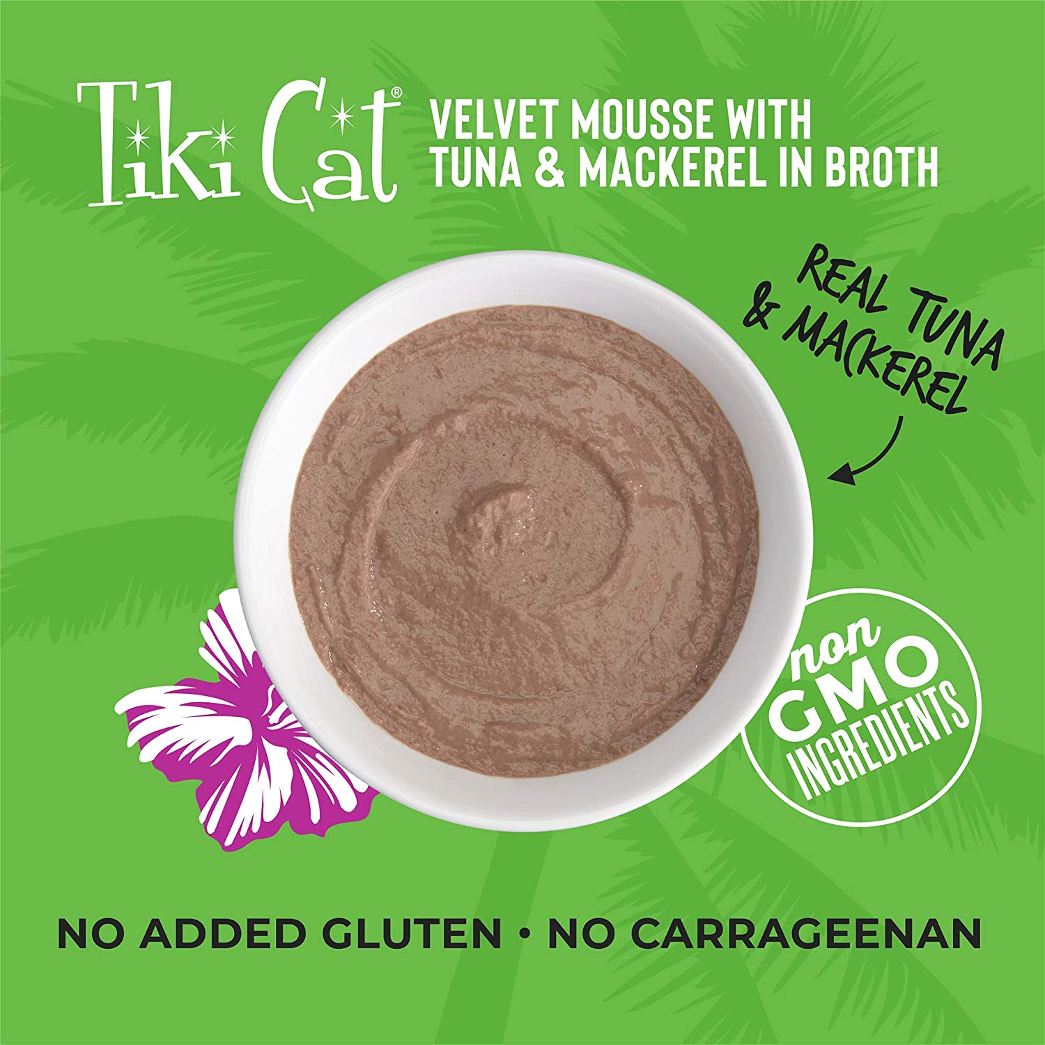 Tiki Cat Velvet Mousse Tuna & Mackerel Cat Food in Pouches - 2.8 oz Pouches - Case of 12  