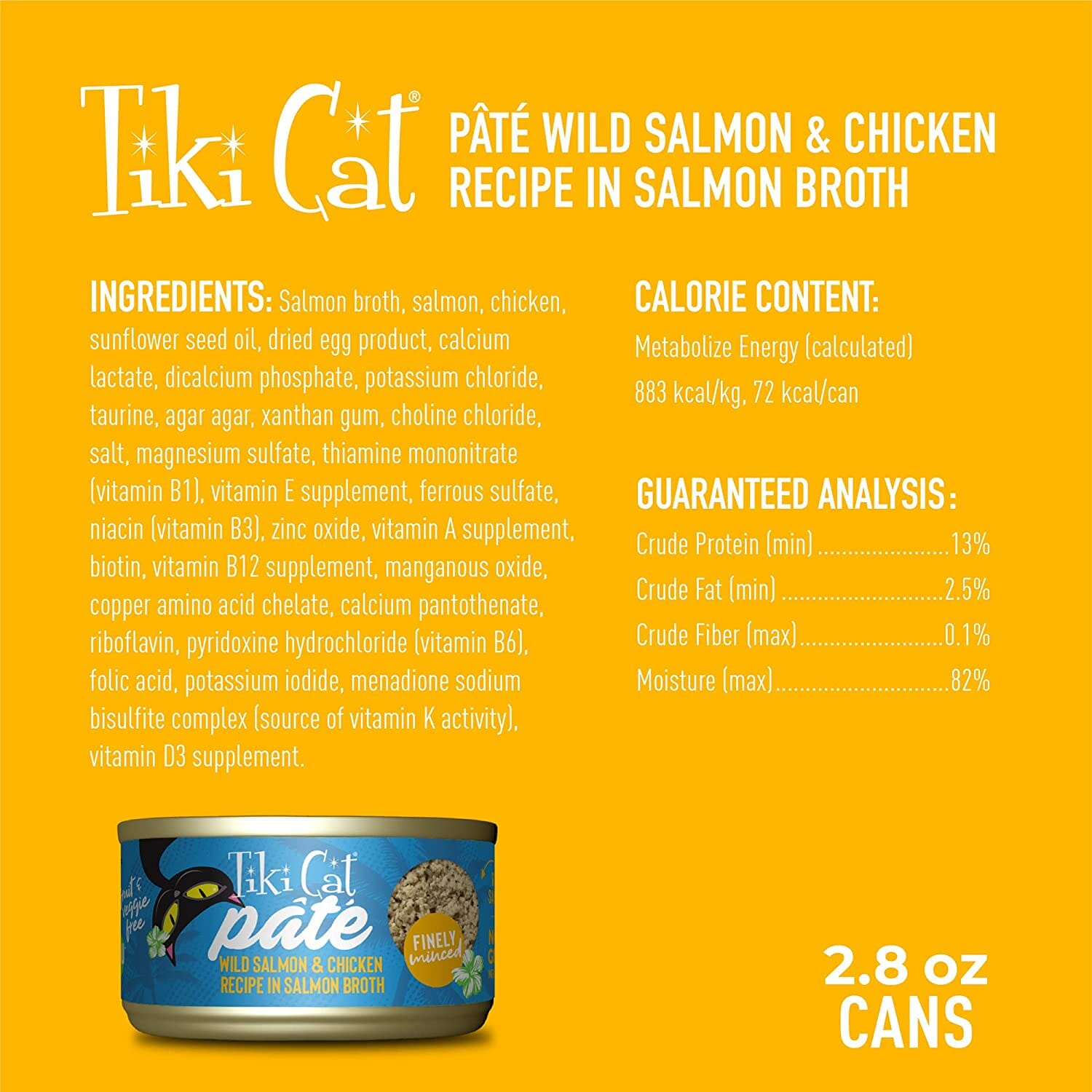 Tiki Cat Wild Salmon & Chicken Pate Luau Canned Cat Food - 2.8 Oz - Case of 12  