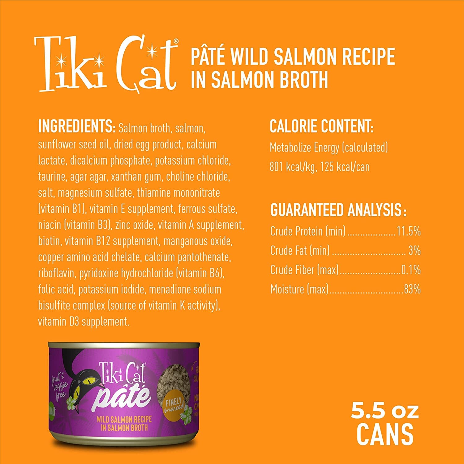 Tiki Cat Wild Salmon Pate Luau Canned Cat Food - 5.5 Oz - Case of 8  