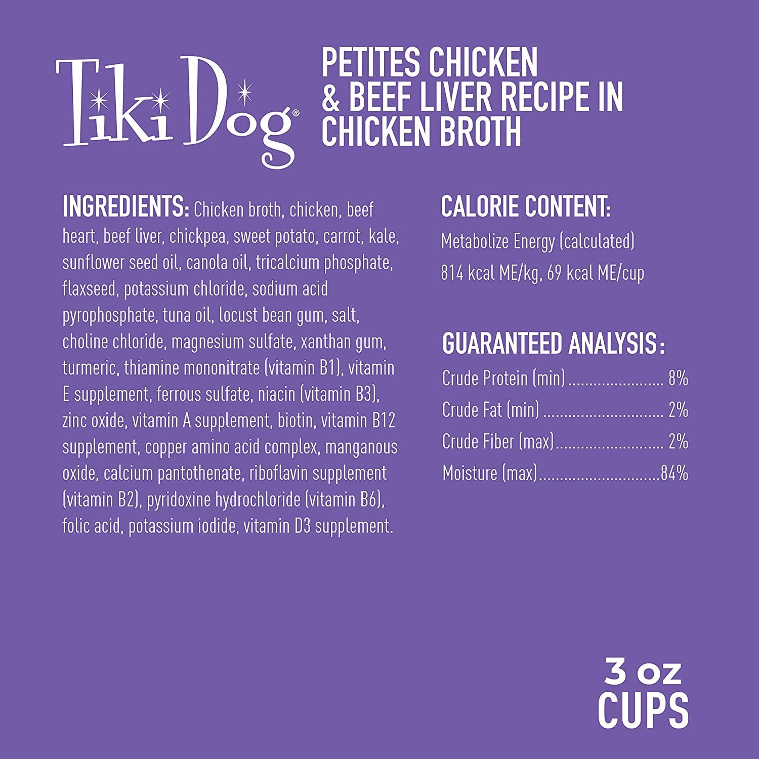 Tiki Dog Aloha Petite Cups Chicken & Beef Wet Dog Food Trays - 3 Oz Cups - 4 Pack  