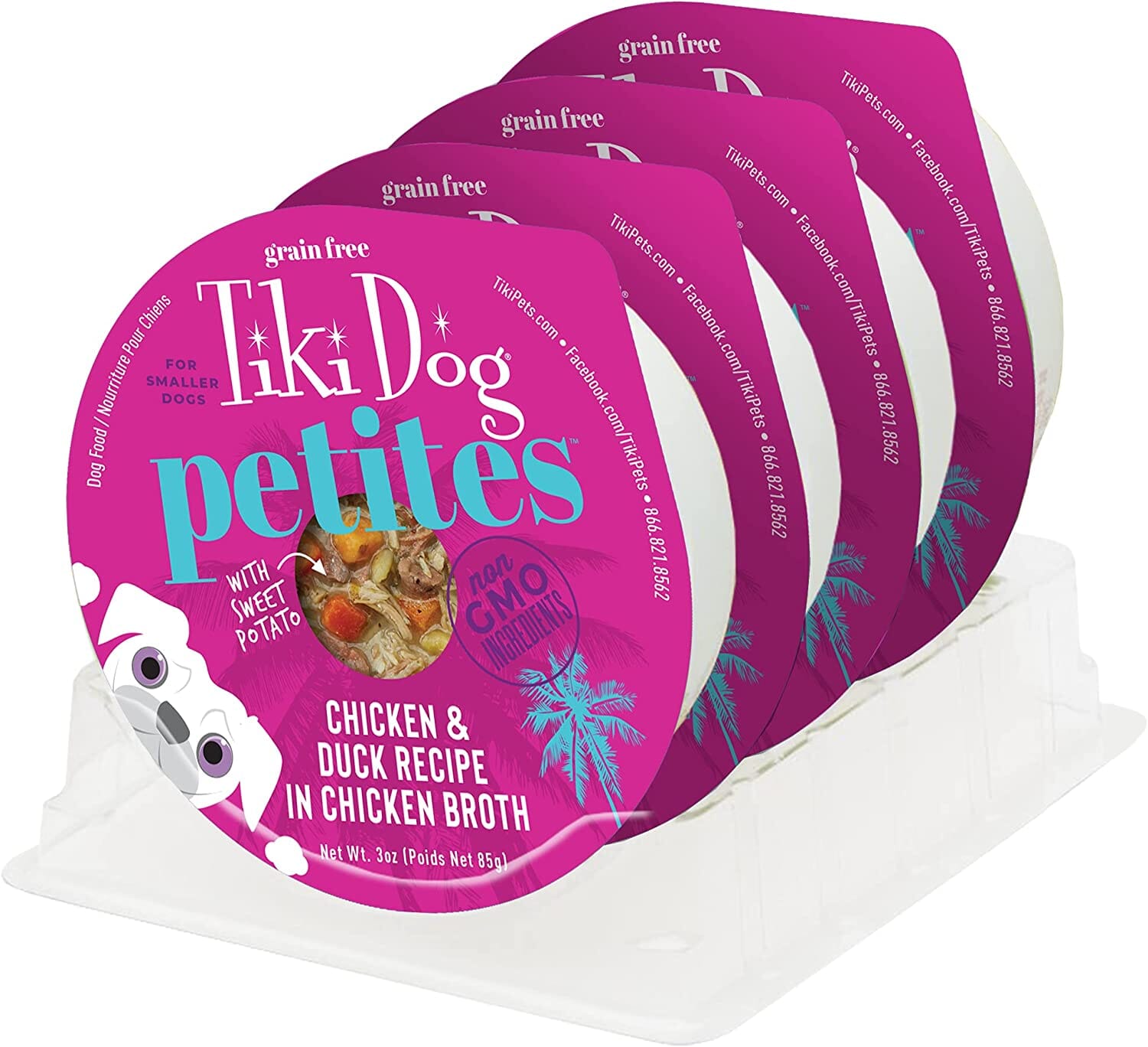 Tiki Dog Aloha Petite Cups Chicken & Duck Wet Dog Food Trays - 3 Oz Cups - 4 Pack  