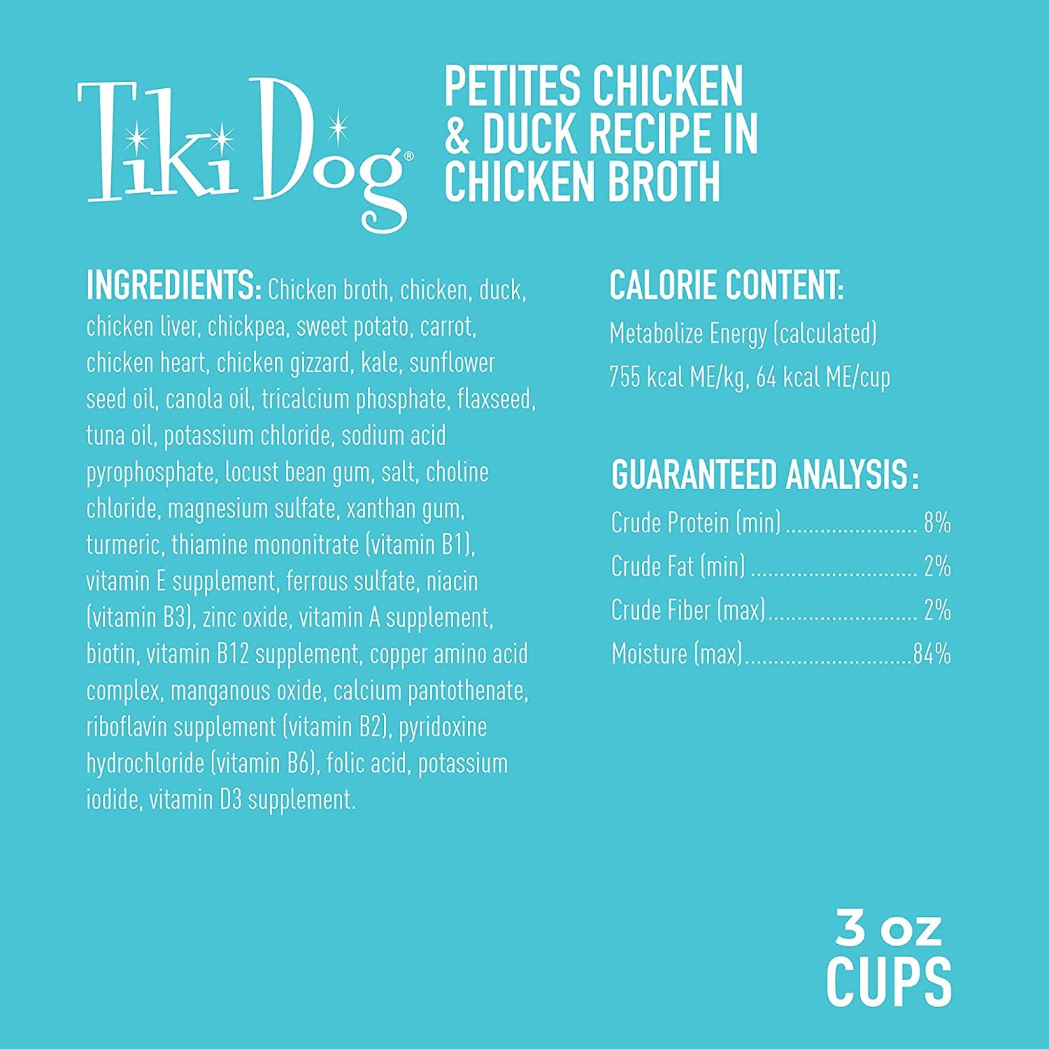 Tiki Dog Aloha Petite Cups Chicken & Duck Wet Dog Food Trays - 3 Oz Cups - 4 Pack  