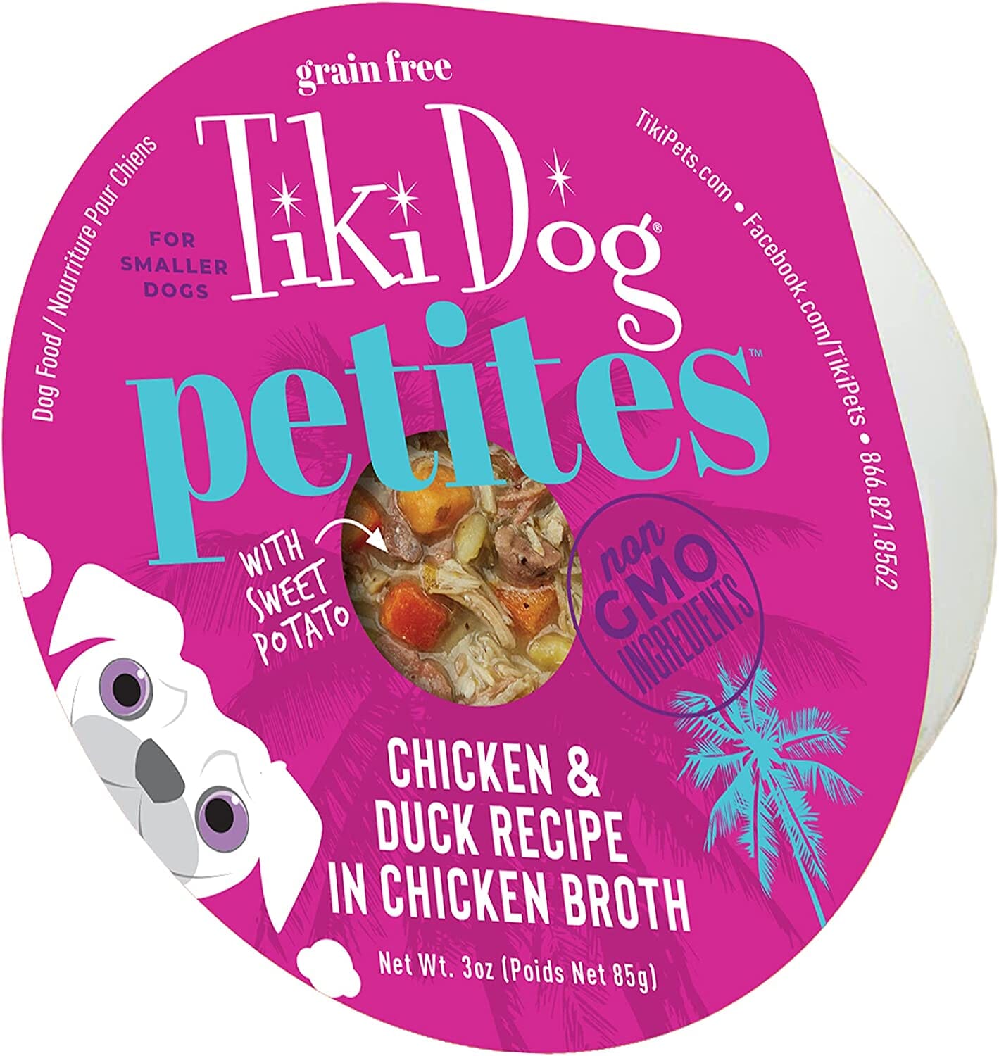 Tiki Dog Aloha Petite Cups Chicken & Duck Wet Dog Food Trays - 3 Oz Cups - 4 Pack  