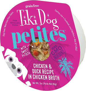 Tiki Dog Aloha Petite Cups Chicken & Duck Wet Dog Food Trays - 3 Oz Cups - 4 Pack