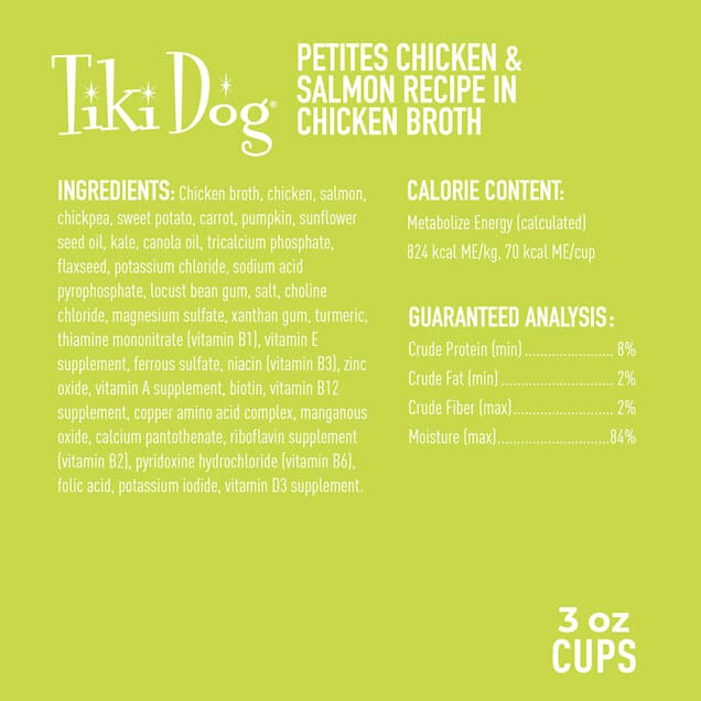 Tiki Dog Aloha Petite Cups Chicken & Salmon Wet Dog Food Trays - 3 Oz Cups - 4 Pack  