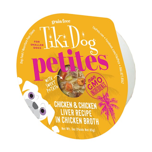 Tiki Dog Aloha Petite Cups Chicken Wet Dog Food Trays - 3 Oz Cups - 4 Pack  