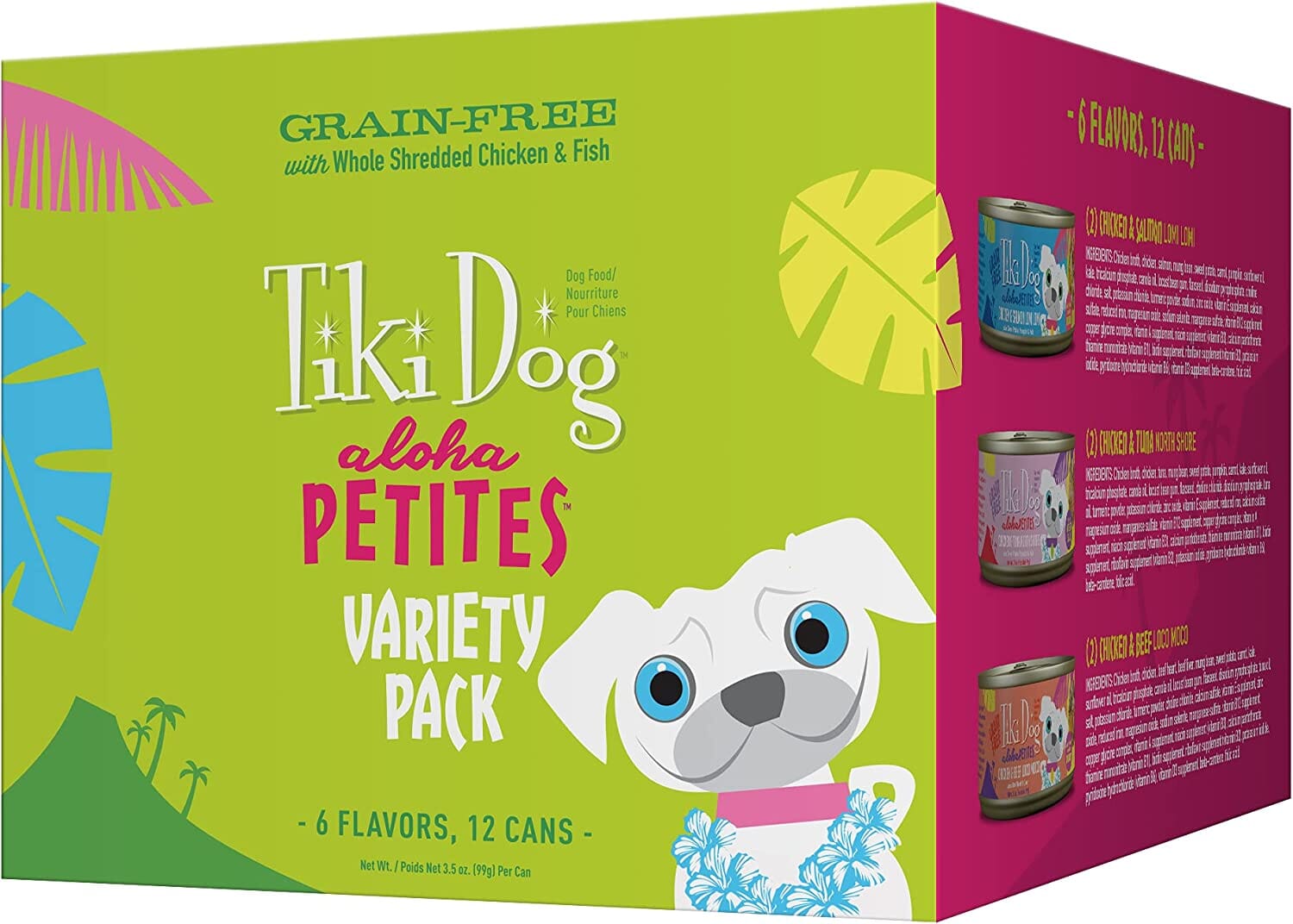 Tiki Dog Aloha Petite Cups Variety Pack Wet Dog Food Trays - 3 Oz Cups - 10 Pack  