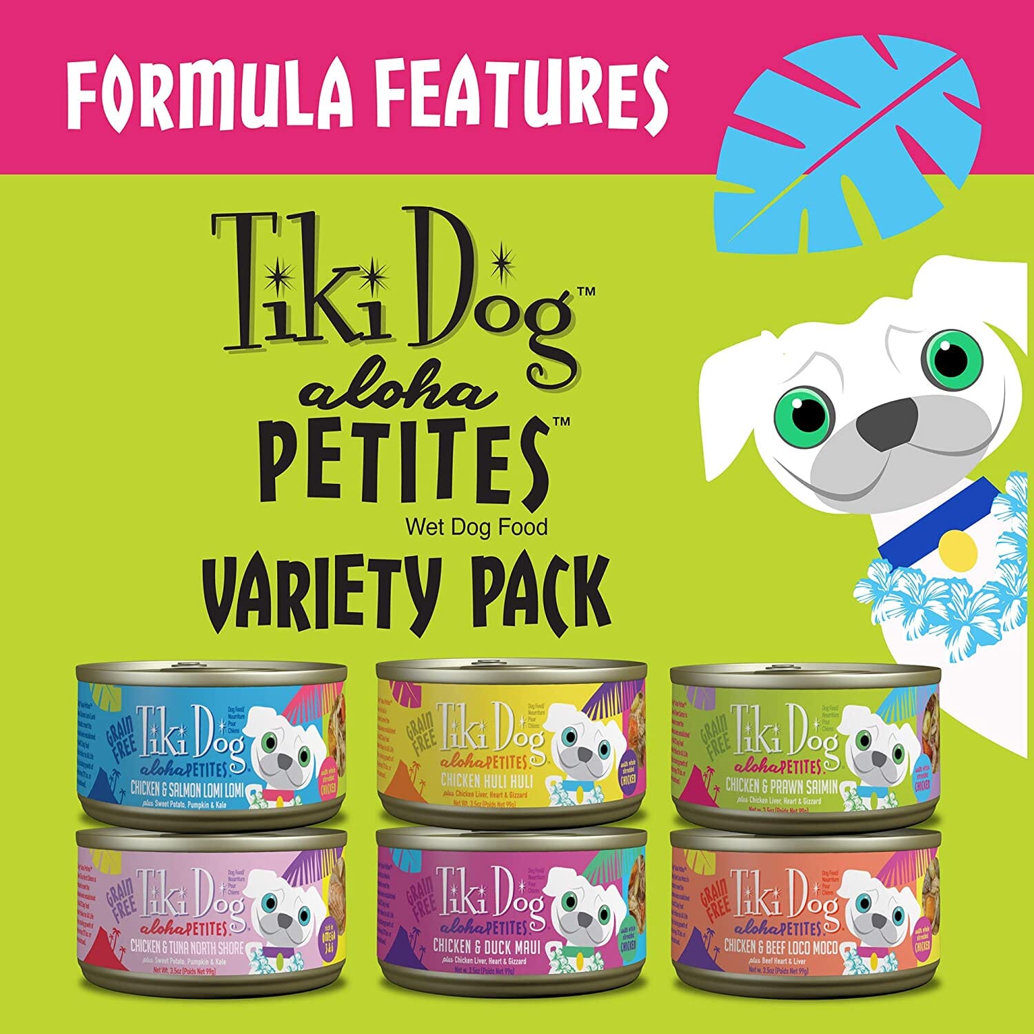 Tiki Dog Aloha Petite Cups Variety Pack Wet Dog Food Trays - 3 Oz Cups - 10 Pack  