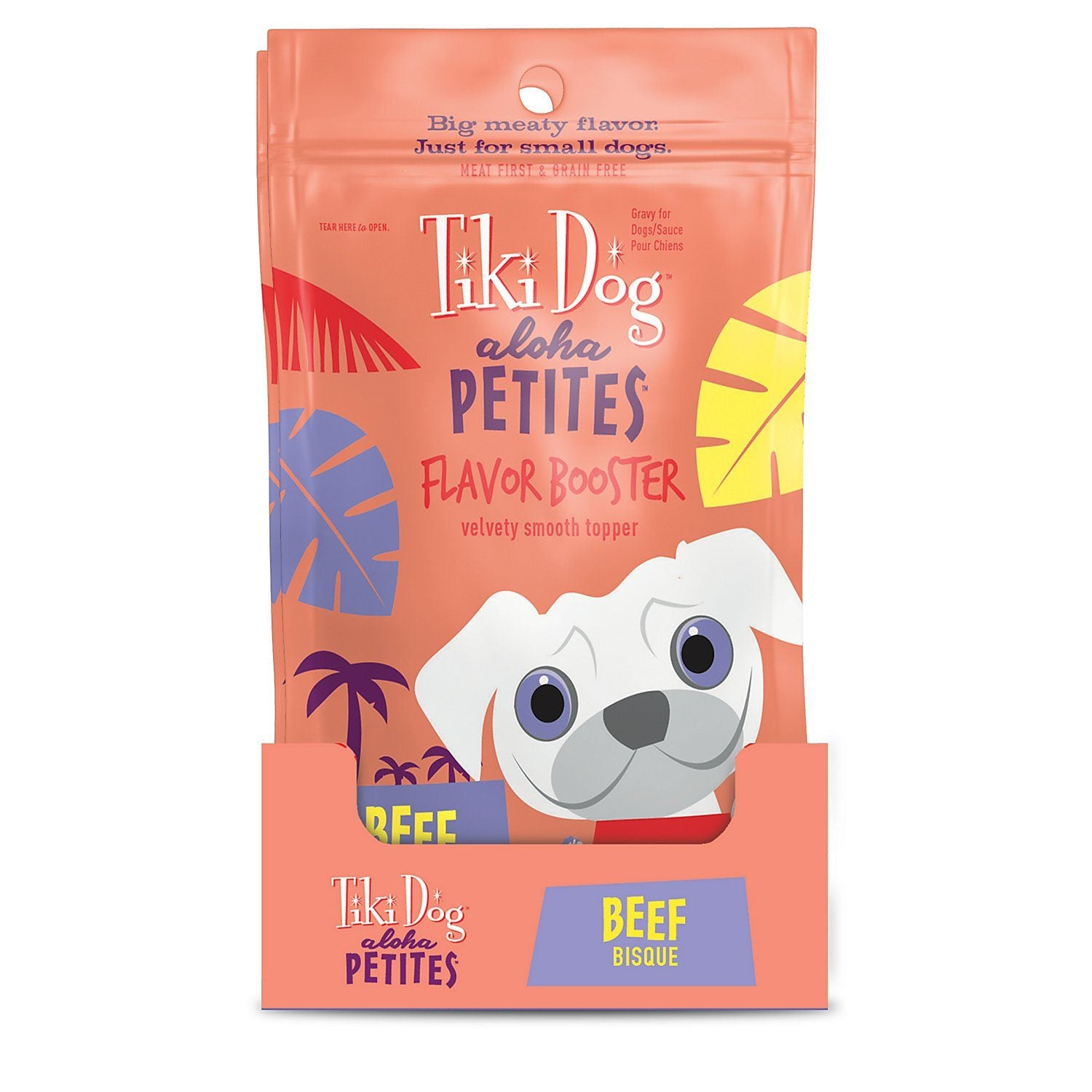 Tiki Dog Aloha Petites Flavor Booster Beef Dog Food Topper and Mixer - 1.5 oz Pouches - Case of 12