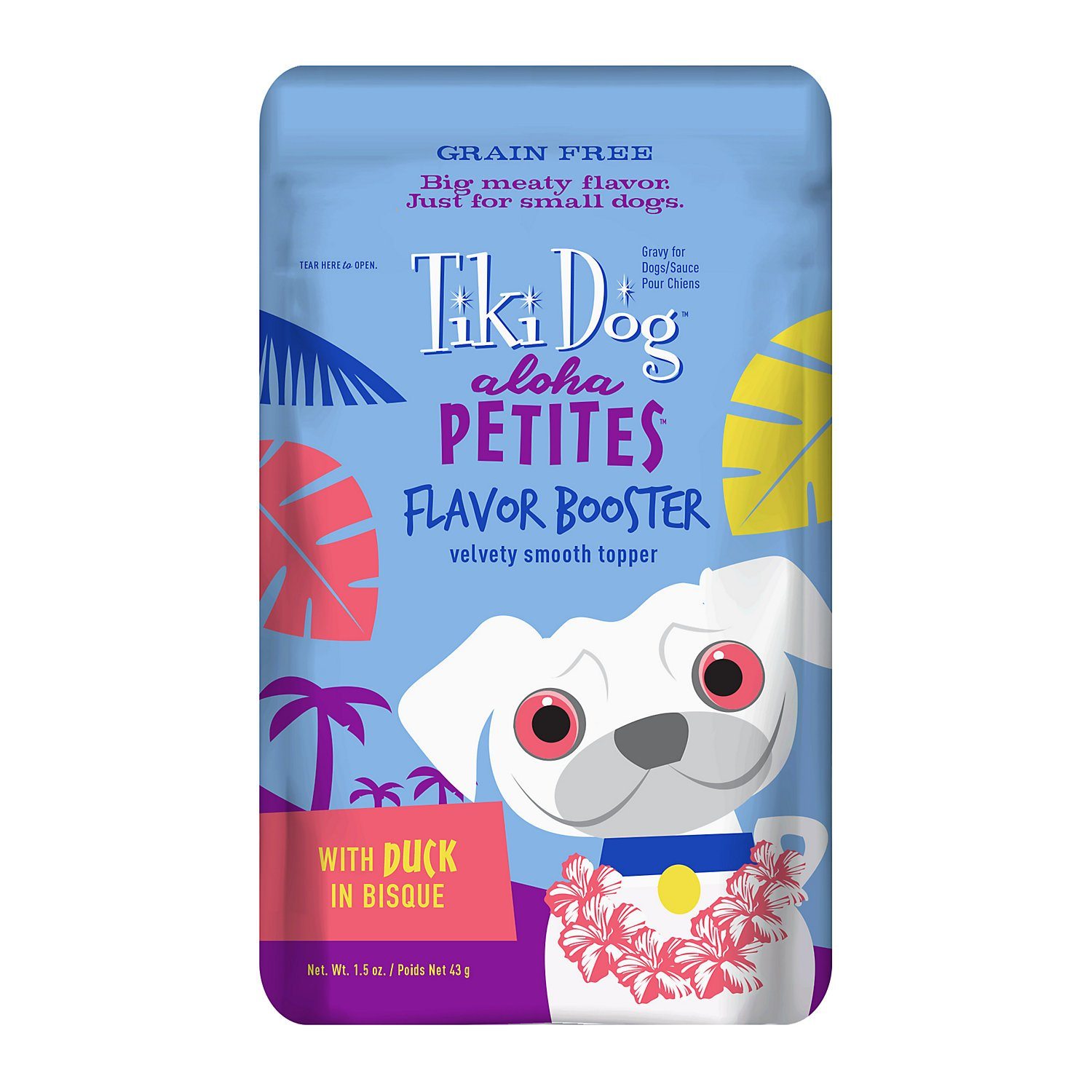 Tiki Dog Aloha Petites Flavor Booster Duck Dog Food Topper and Mixer - 1.5 oz Pouches - Case of 12  