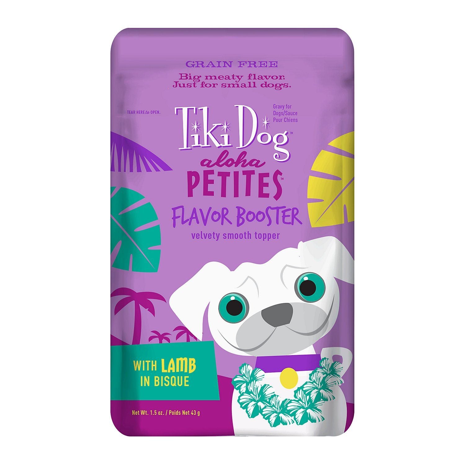 Tiki Dog Aloha Petites Flavor Booster Lamb Dog Food Topper and Mixer - 1.5 oz Pouches - Case of 12  