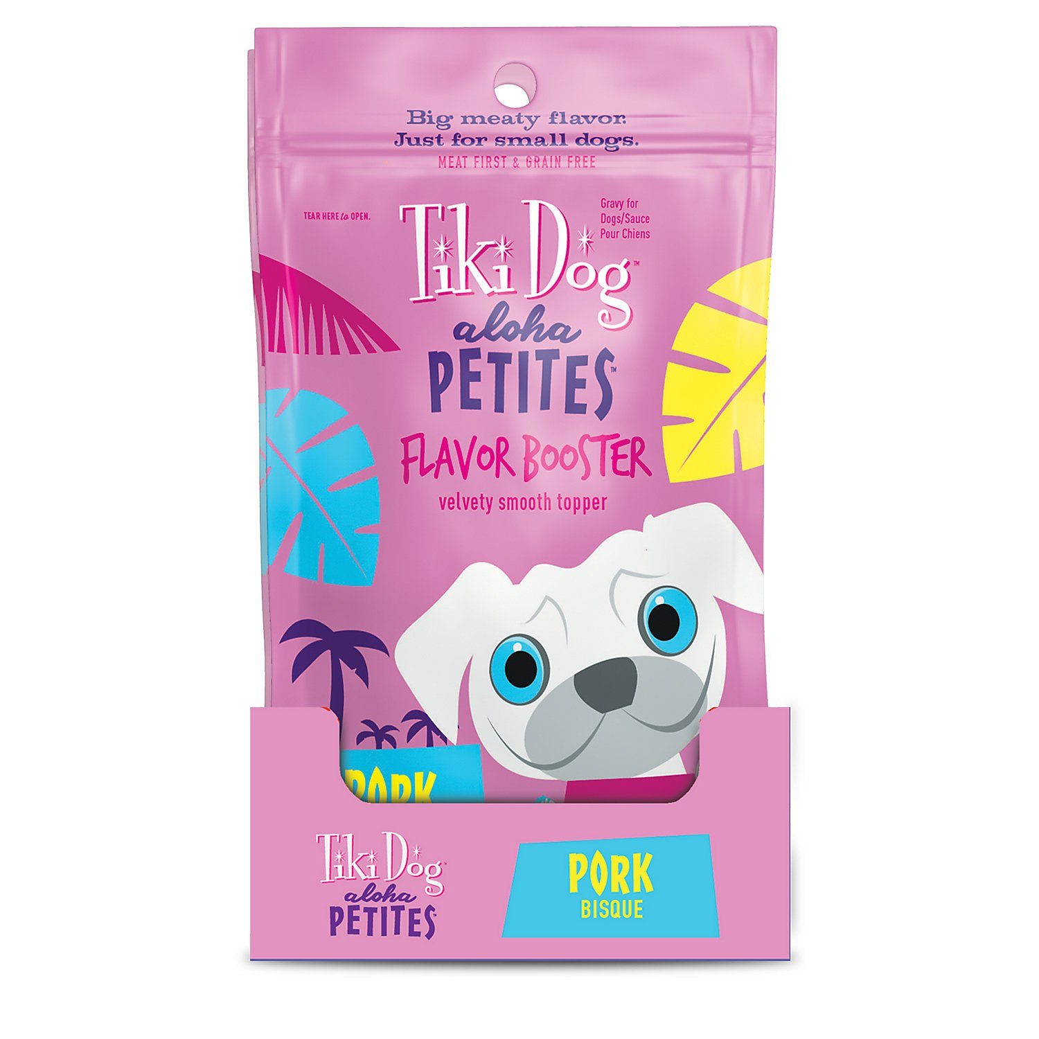 Tiki Dog Aloha Petites Flavor Booster Pork Dog Food Topper and Mixer - 1.5 oz Pouches - Case of 12  