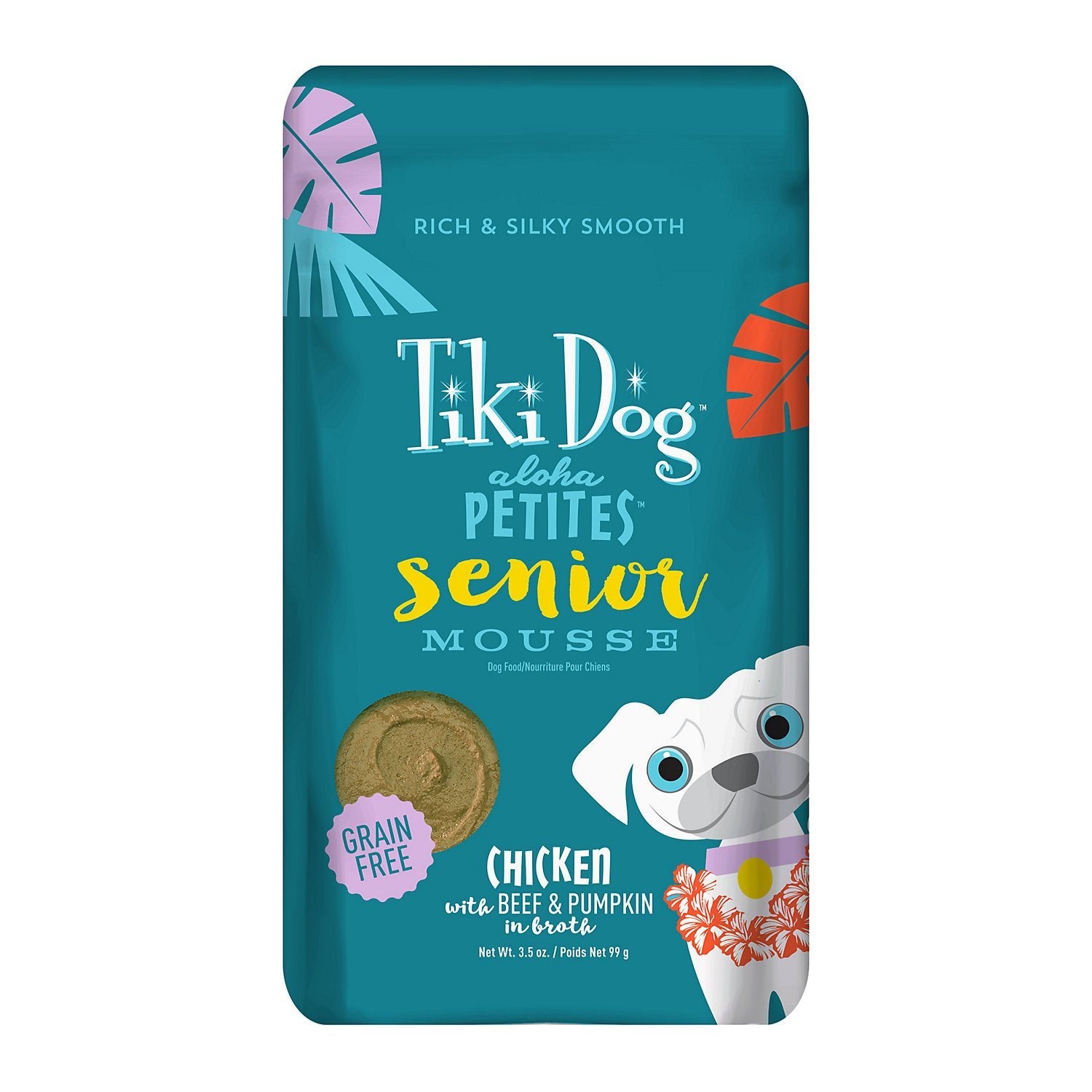 Tiki Dog Grain-Free Aloha Petites Mousse Senior Dog Food - 3 oz Pouches - Case of 12  