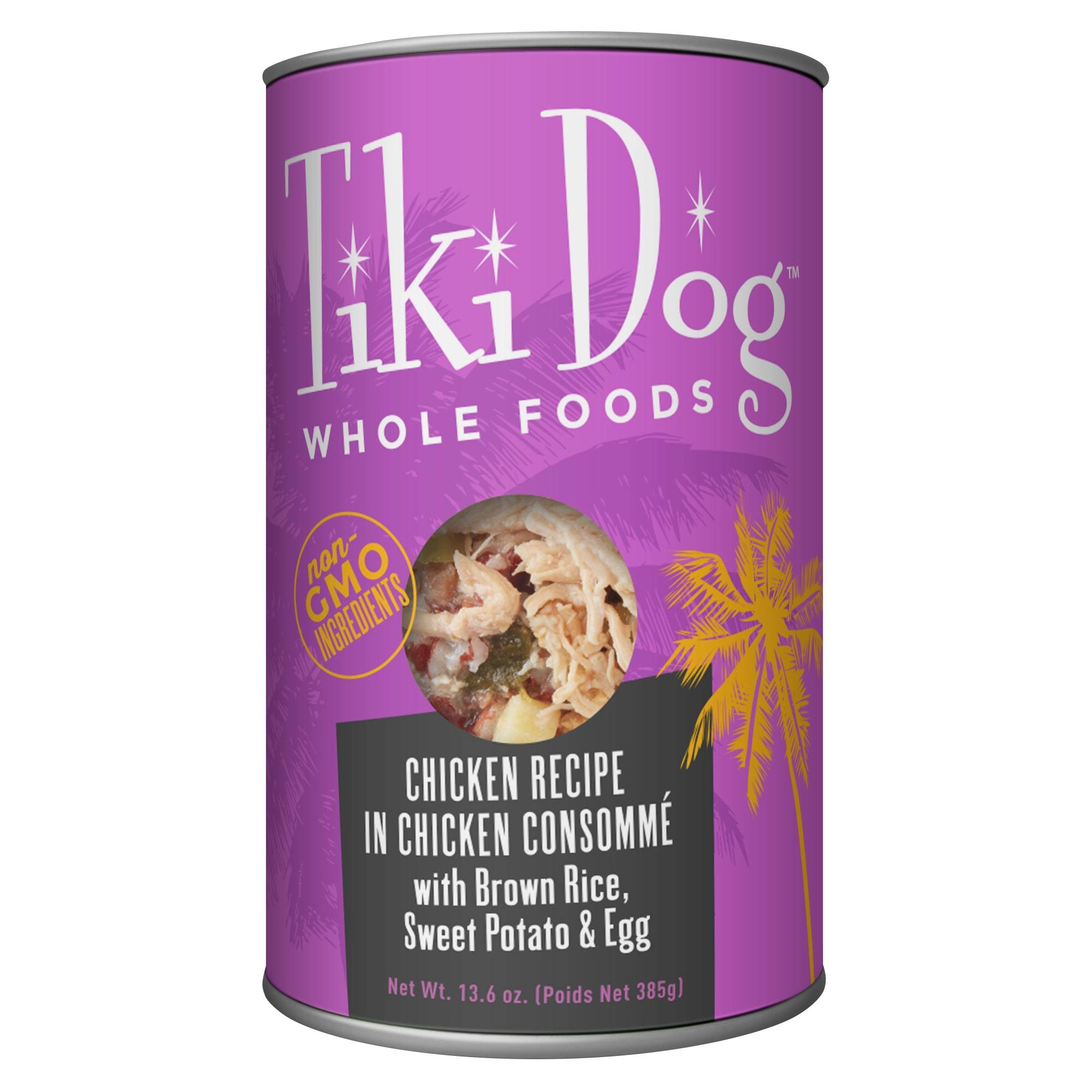 Tiki Dog Luau Chicken in Chicken Consomme with Brown Rice Sweet Potato & Egg Whole Wet Dog Food - 13.6 oz Can - Case of 12  
