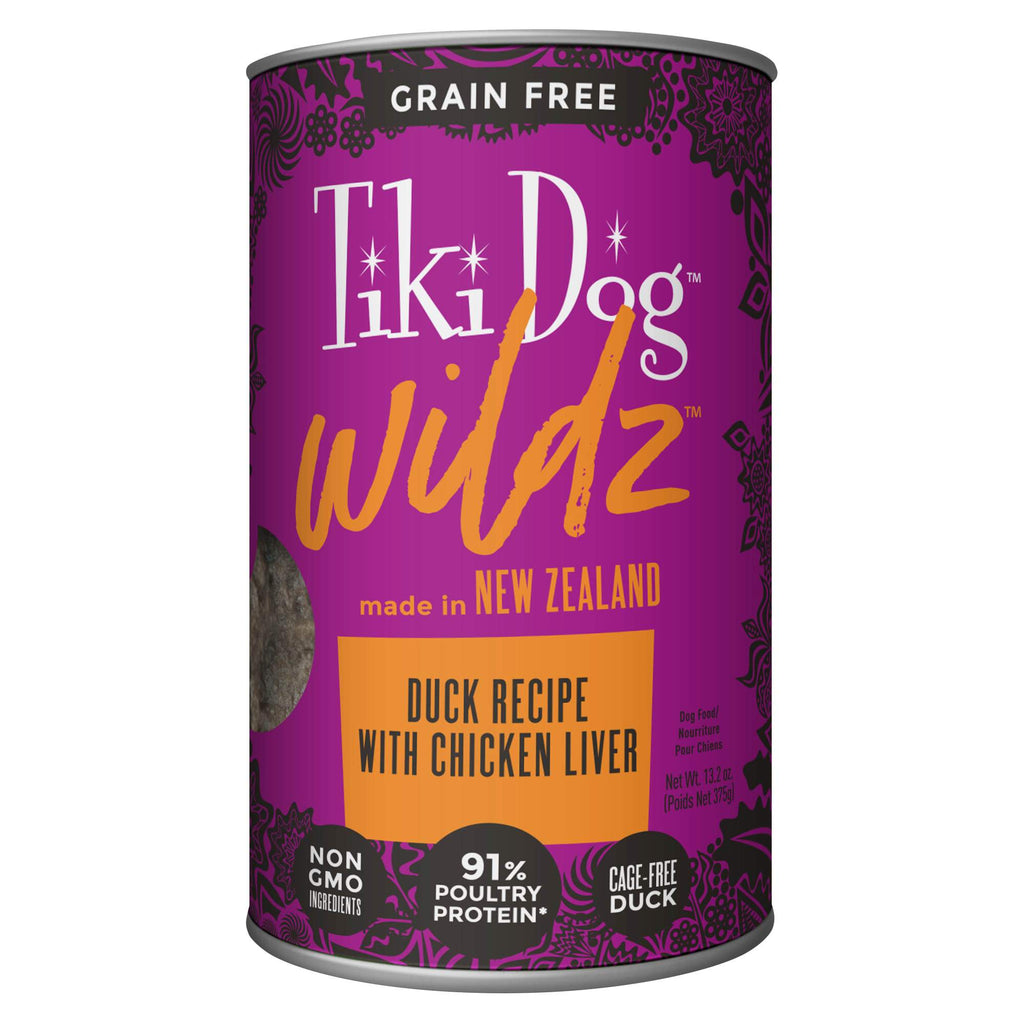 Tiki Dog Non-GMO Wildz Duck Wet Whole Dog Food - 13.2 oz Can - Case of 12  
