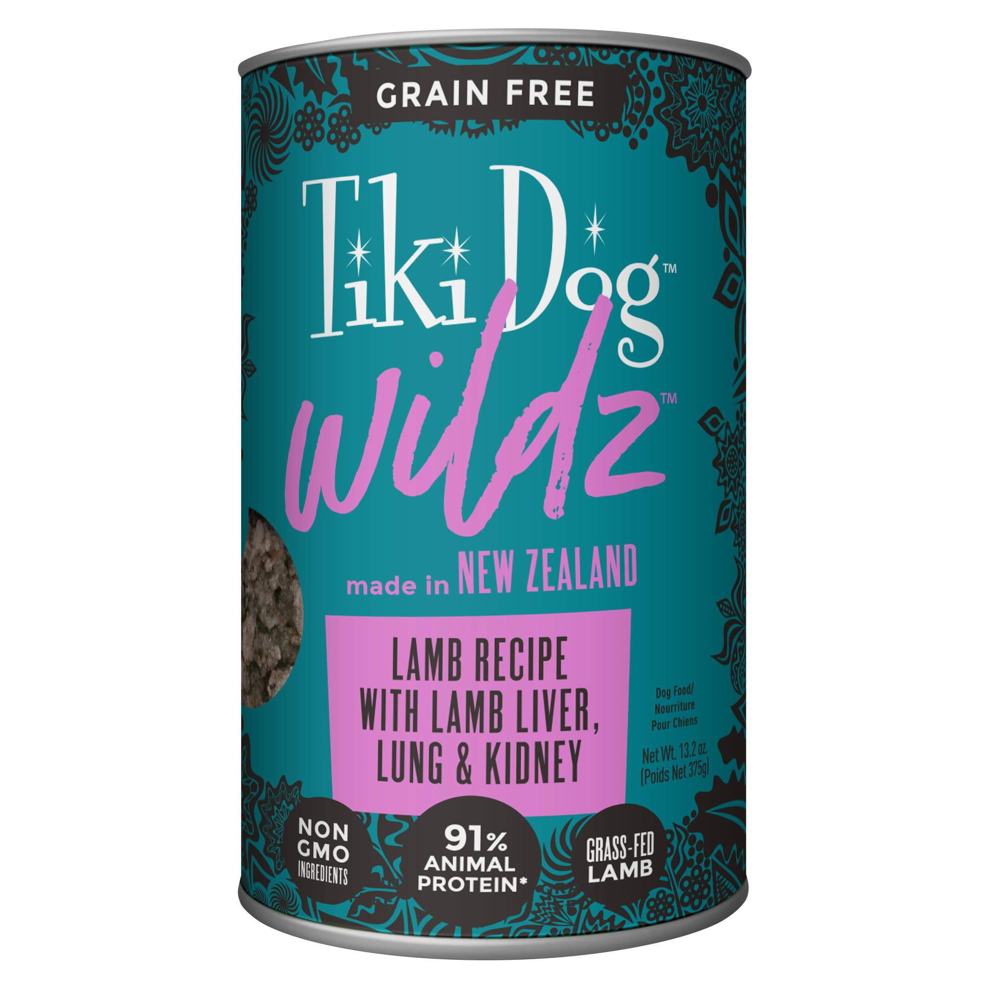 Tiki Dog Non-GMO Wildz Lamb Wet Whole Dog Food - 13.2 oz Can - Case of 12  