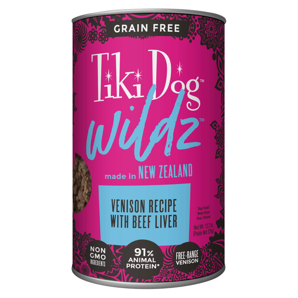 Tiki Dog Non-GMO Wildz Venison Wet Whole Dog Food - 13.2 oz Can - Case of 12  