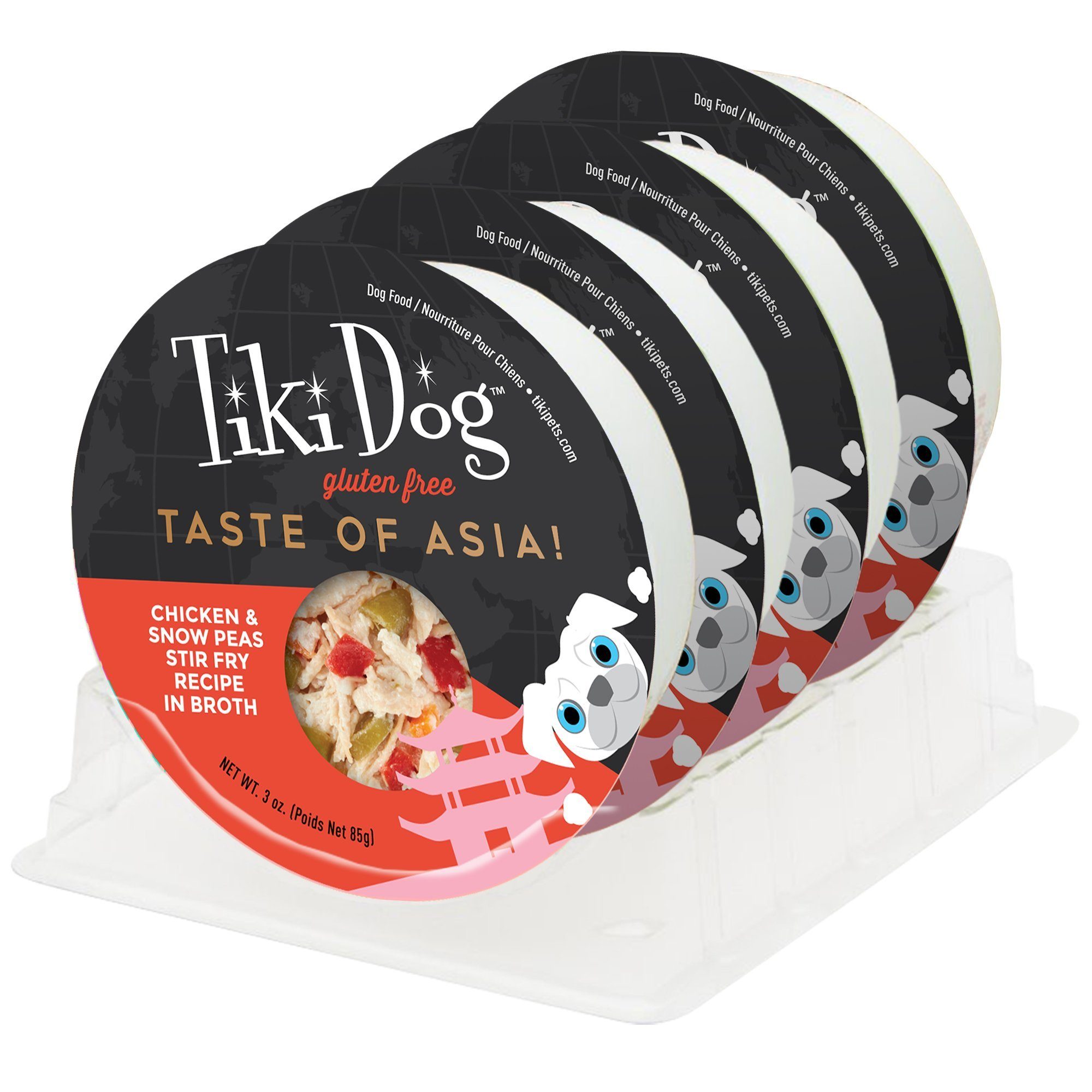 Tiki Dog Petites™ Gourmet International Taste of Asia! Chicken Stir Fry Prepared Dog Food - 3 oz Cups - Case of 4  