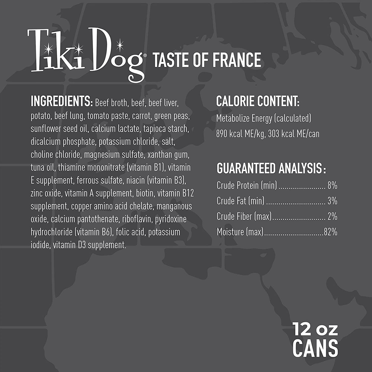 Tiki Dog Taste of the World French Beef Burgundy Canned Dog Food - 12 oz Can - Case of 8  