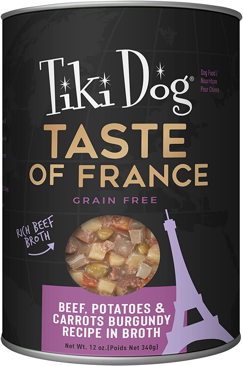 Tiki Dog Taste of the World French Beef Burgundy Canned Dog Food - 12 oz Can - Case of 8  