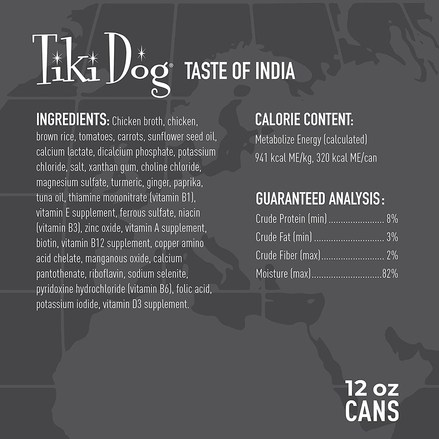 Tiki Dog Taste of the World Indian Chicken Masala Canned Dog Food - 12 oz Can - Case of 8  