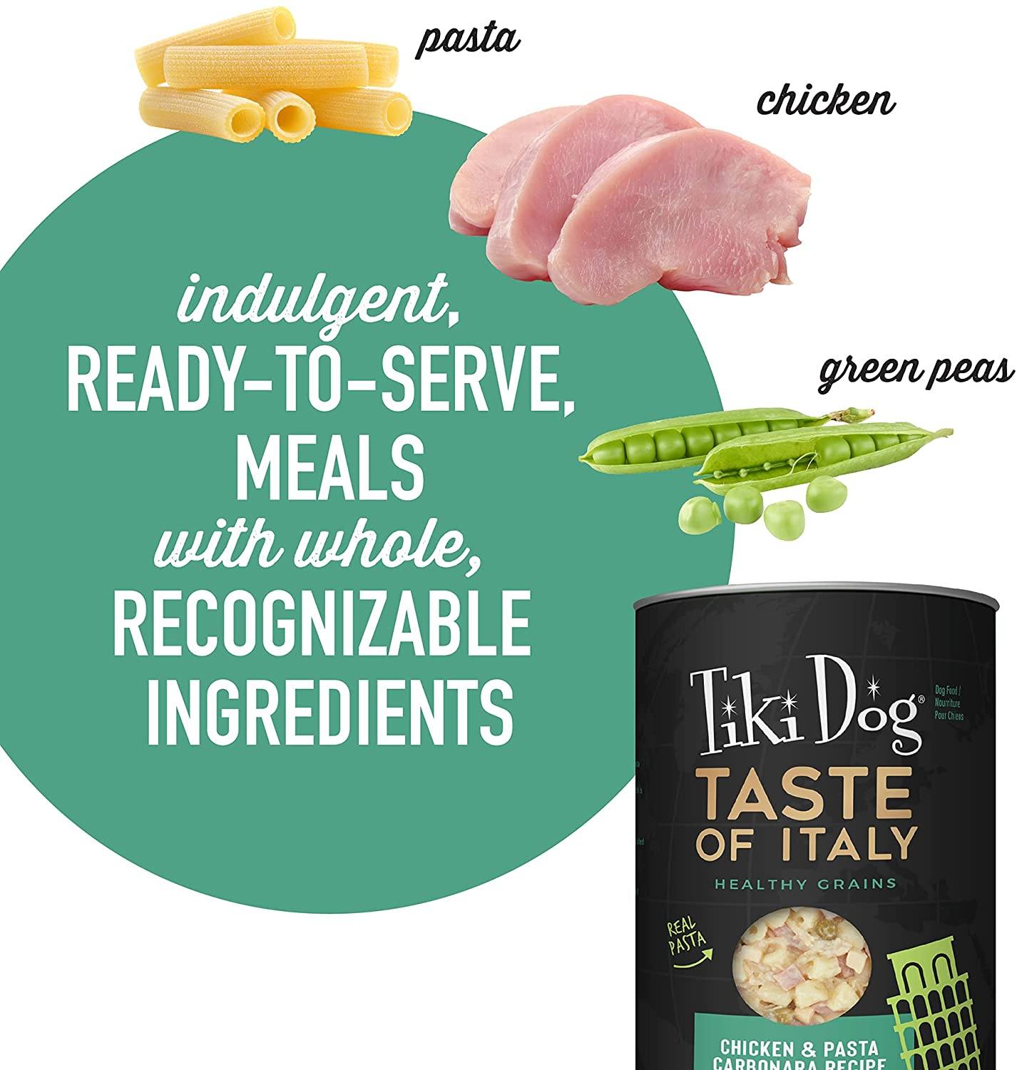 Tiki Dog Taste of the World Italian Carbonara Canned Dog Food - 12 oz Can - Case of 8  