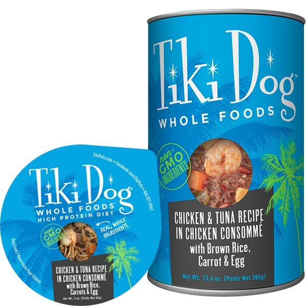 Tiki Dog Whole Foods Chicken & Tuna / Tuna Consommé Canned Dog Food - 13.6 oz - Case of...