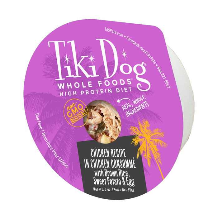 Tiki Dog Wholefoods Chicken / Chicken Consommé Canned Dog Food - 3 oz Cans - Case of 4