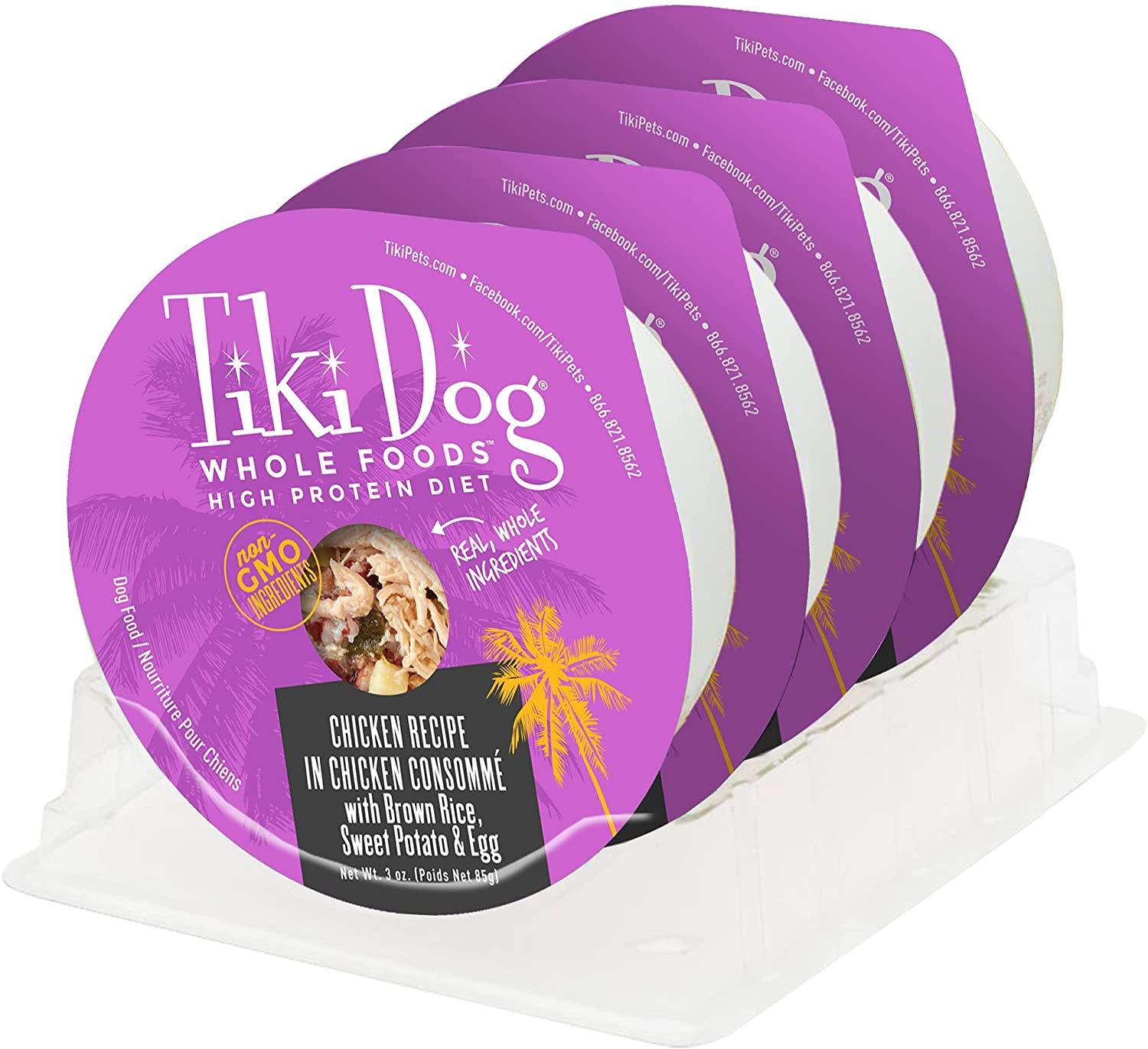 Tiki Dog Wholefoods Chicken / Chicken Consommé Canned Dog Food - 3 oz Cans - Case of 4  