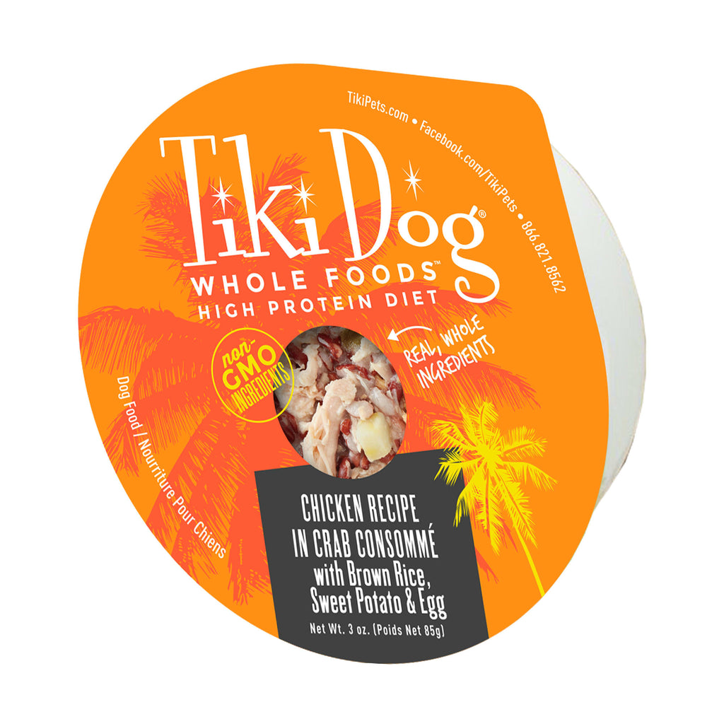 Tiki Dog Wholefoods Chicken / Crab Consommé Canned Dog Food - 3 oz Cans - Case of 4  