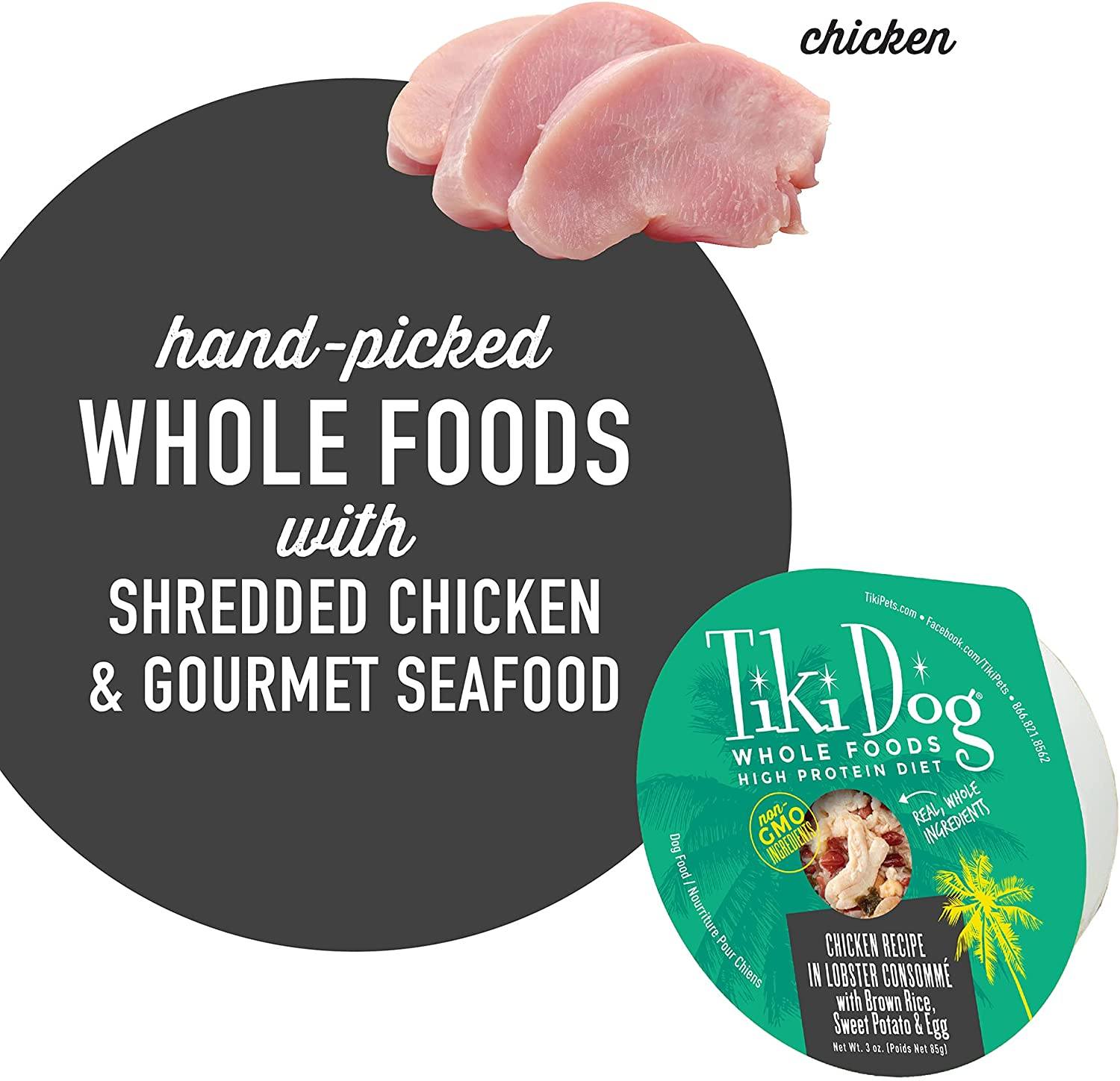 Tiki Dog Wholefoods Chicken / Lobster Consommé Canned Dog Food - 3 oz Cans - Case of 4  