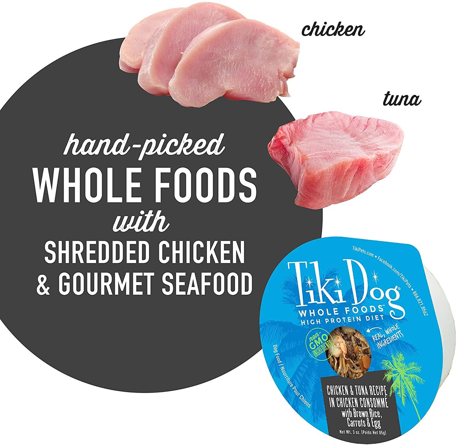 Tiki Dog Wholefoods Chicken & Tuna / Tuna Consommé Canned Dog Food - 3 oz Cans - Case of 4  