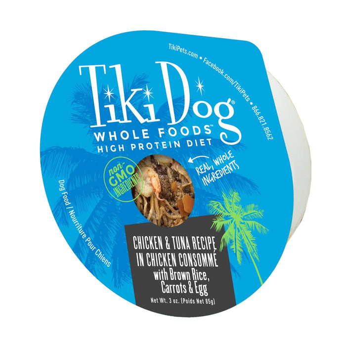 Tiki Dog Wholefoods Chicken & Tuna / Tuna Consommé Canned Dog Food - 3 oz Cans - Case of 4